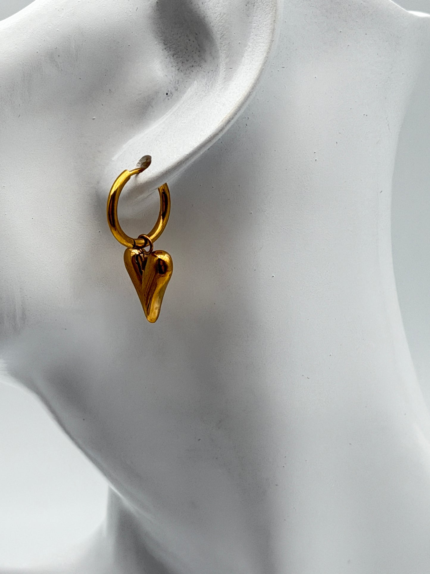 orecchini cuore hearth acciaio aisi 316l steel earring gold plated