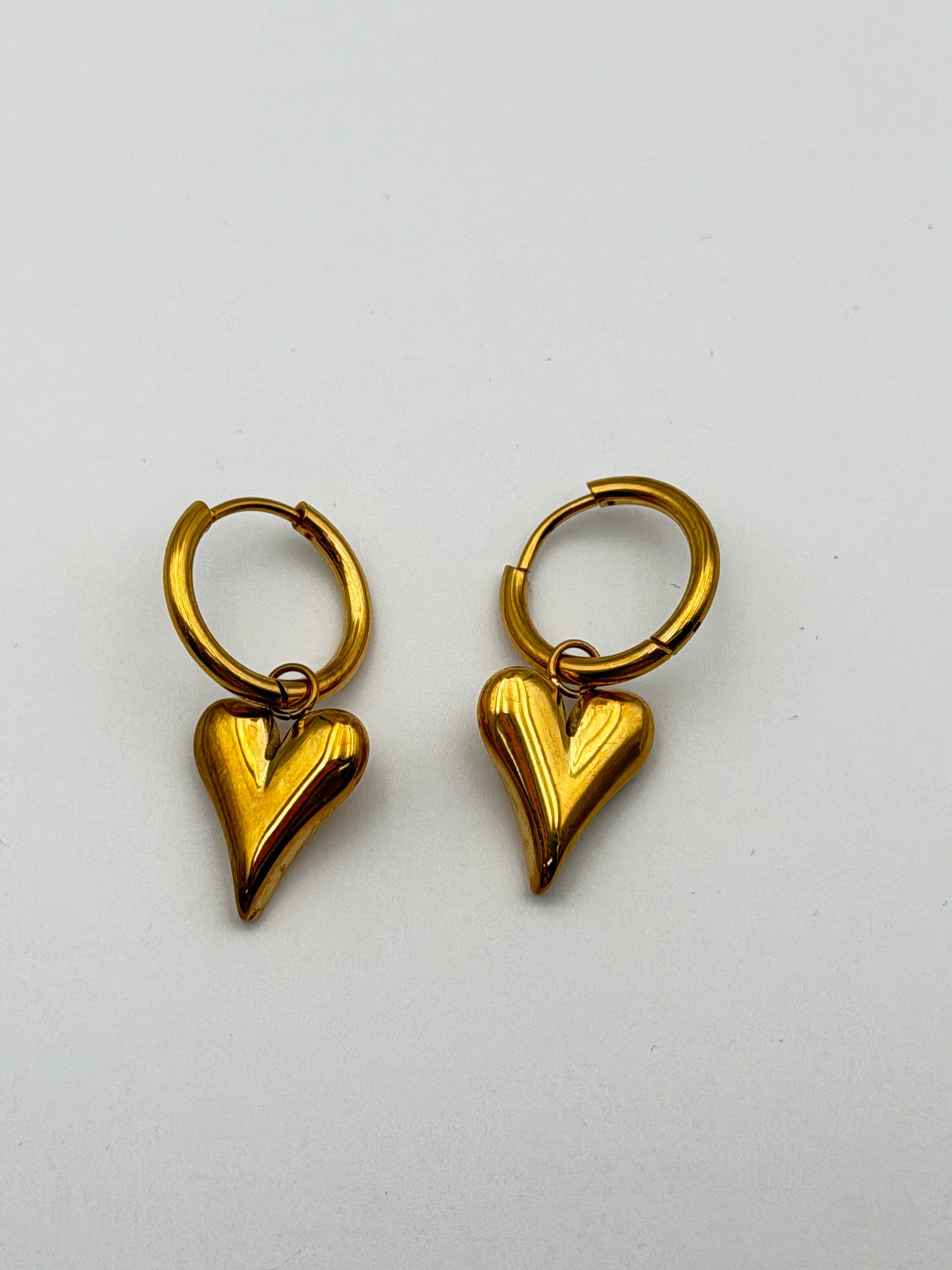 orecchini cuore hearth acciaio aisi 316l steel earring gold plated