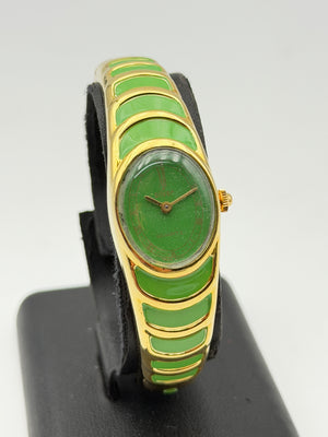 silver red watch vintage nos swiss made quartz 80s