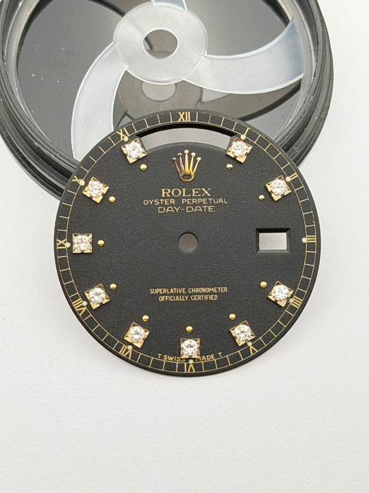 Rolex day date 18038 brilly diamond dial quadrante black original genuine